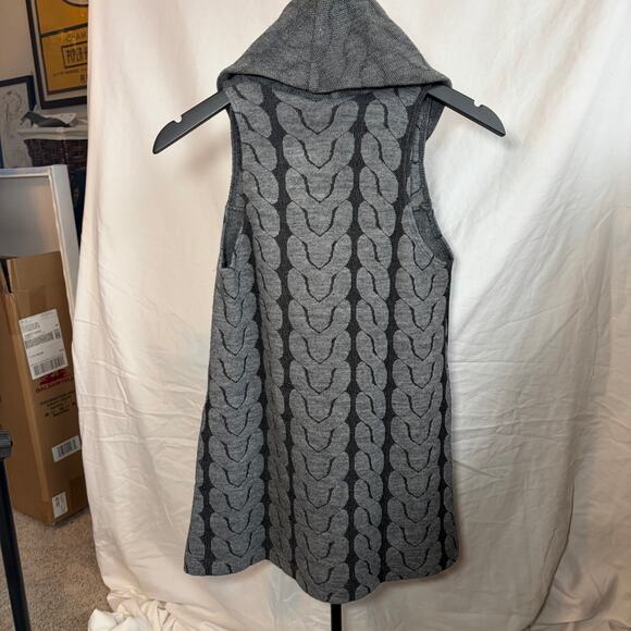 liquid womens cowl neck sleeveless wool blend cable gray black tunic sweater. 6 - Picture 2 of 7